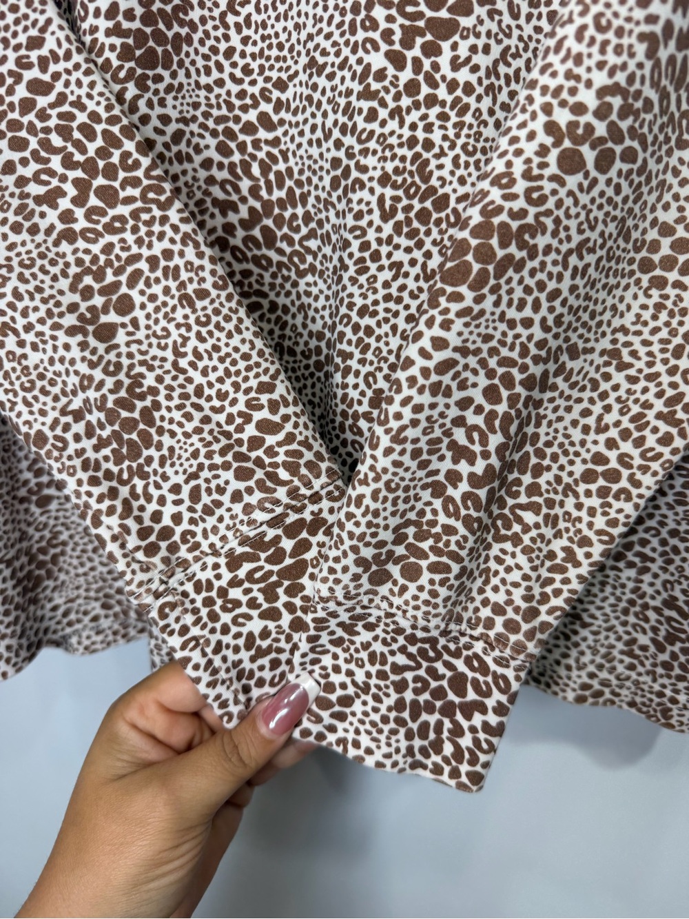 Lands’ End Brown & Cream Leopard Print Mock Neck Top - Picture 5 of 9